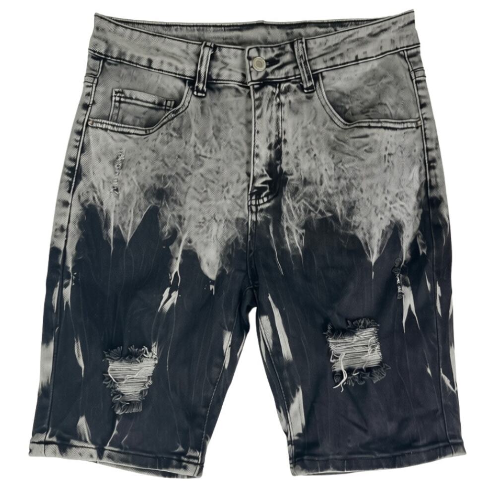 Grey Tie Dye Zip Fly Mid Rise Denim Jean Shorts Size S